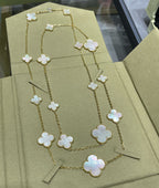 [Demi jewelry]CLOVER 16 MOTIF WHITE MOP GOLD NECKLACE