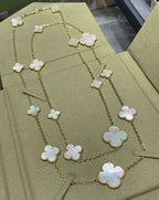 [Demi jewelry]CLOVER 16 MOTIF WHITE MOP GOLD NECKLACE