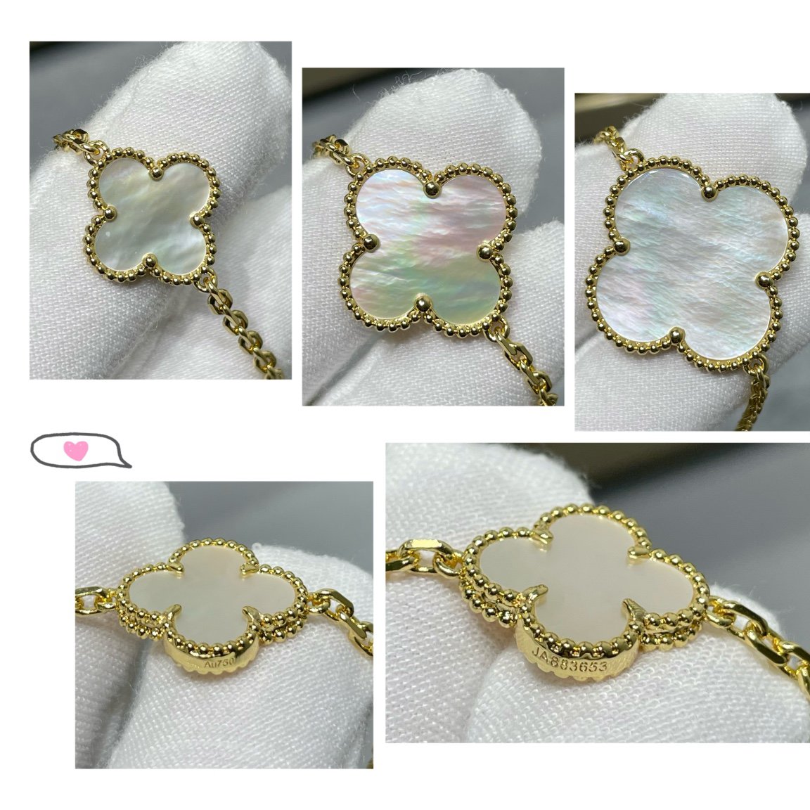 [Demi jewelry]CLOVER 16 MOTIF WHITE MOP GOLD NECKLACE