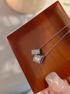 [Demi jewelry]PERLEE DOUBLE PENDANT SILVER DIAMOND NECKLACE