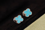 [Demi jewelry]CLOVER MINI TURQUOISE SILVER STUD EARRINGS