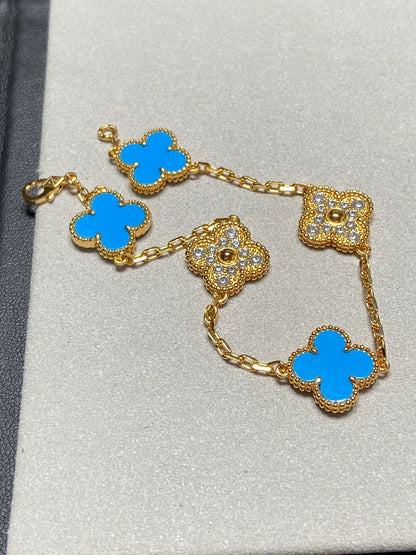 [Mystic] CLOVER 5 MOTIF BLUE AGATE BRACELET COLLECTION