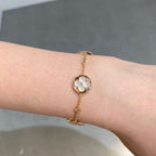 [Demi jewelry]STAR AND SUN 4 MOTIF WHITE MOP PINK GOLD BRACELET