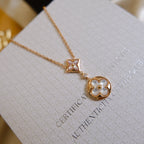 [Demi jewelry]STAR AND SUN WHITE MOP 2 MOTIF PINK GOLD NECKLACE