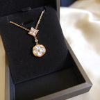 [Demi jewelry]STAR AND SUN WHITE MOP 2 MOTIF PINK GOLD NECKLACE