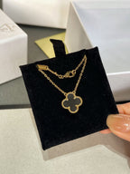 [Demi jewelry]CLOVER ROCK CRYSTAL ROSE GOLD NECKLACE