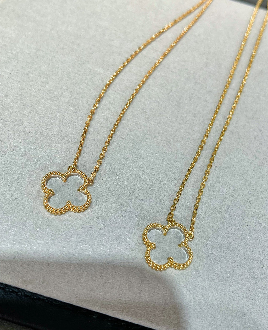 [Demi jewelry]CLOVER ROCK CRYSTAL ROSE GOLD NECKLACE