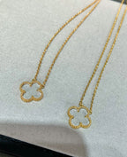 [Demi jewelry]CLOVER ROCK CRYSTAL ROSE GOLD NECKLACE