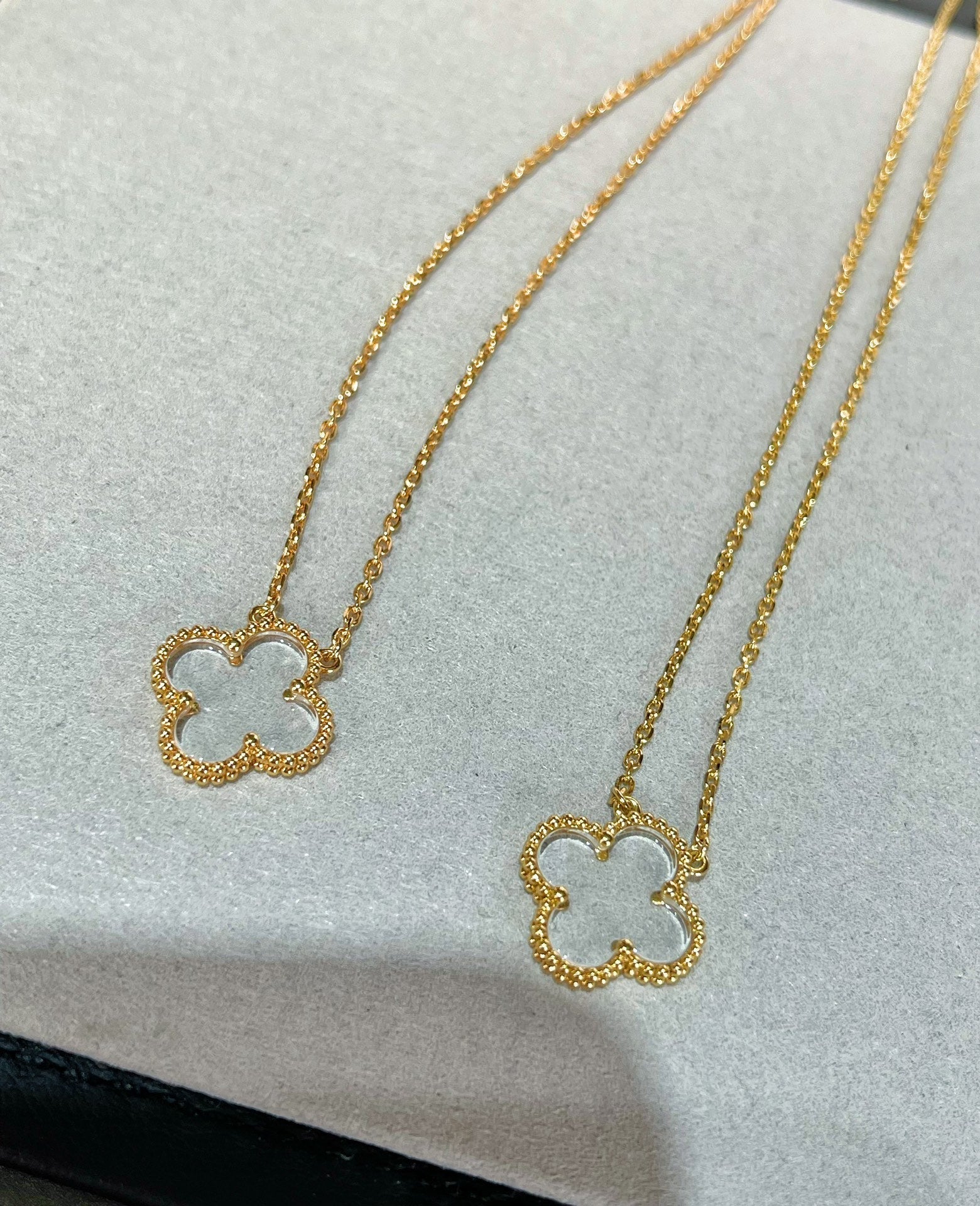 [Demi jewelry]CLOVER ROCK CRYSTAL ROSE GOLD NECKLACE