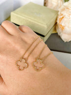 [Demi jewelry]CLOVER ROCK CRYSTAL ROSE GOLD NECKLACE