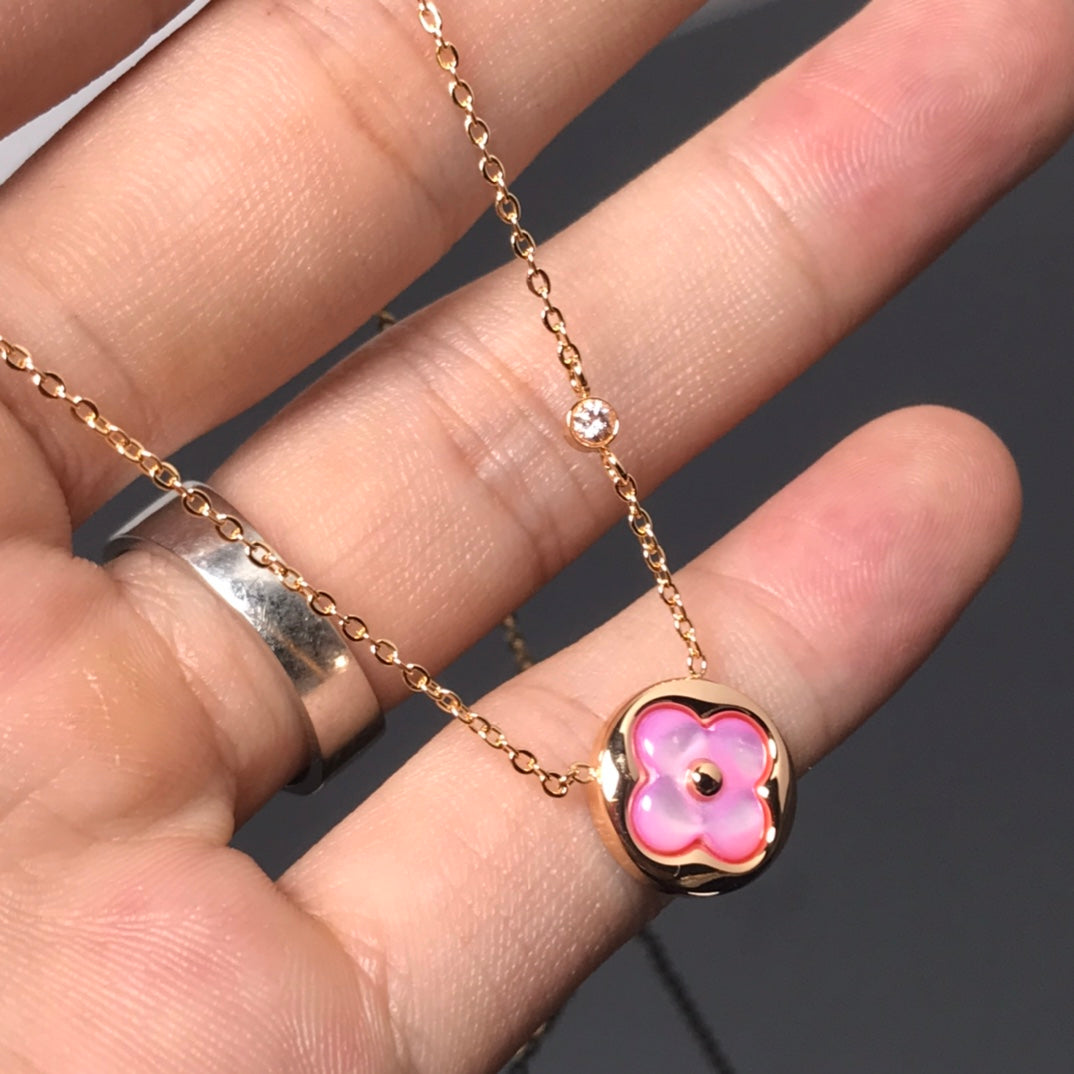 [Demi jewelry]COLOR BLOSSOM PINK MOP SUN GOLD NECKLACE