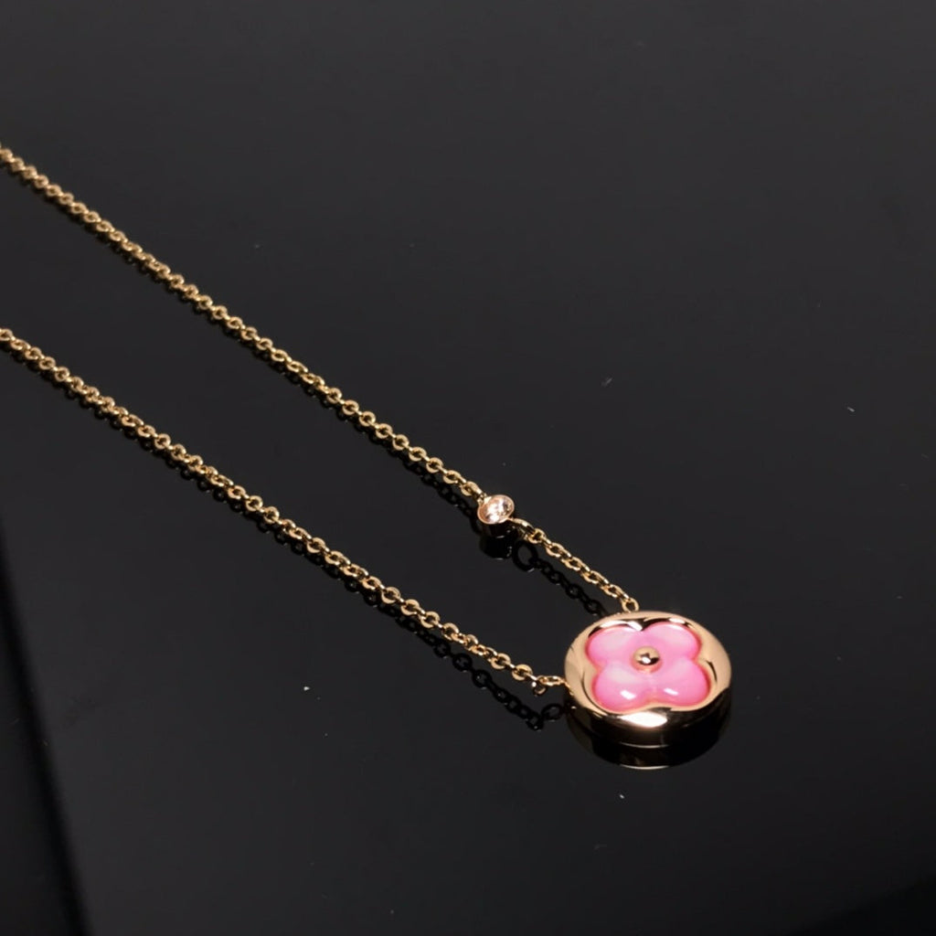 [Demi jewelry]COLOR BLOSSOM PINK MOP SUN GOLD NECKLACE
