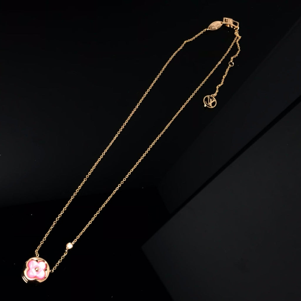 [Demi jewelry]COLOR BLOSSOM PINK MOP SUN GOLD NECKLACE