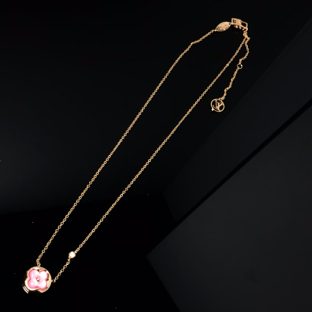 [Demi jewelry]COLOR BLOSSOM PINK MOP SUN GOLD NECKLACE