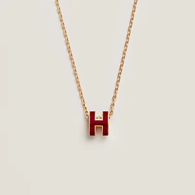 [Demi jewelry]HM CLIC RED ENAMEL GOLD NECKLACE
