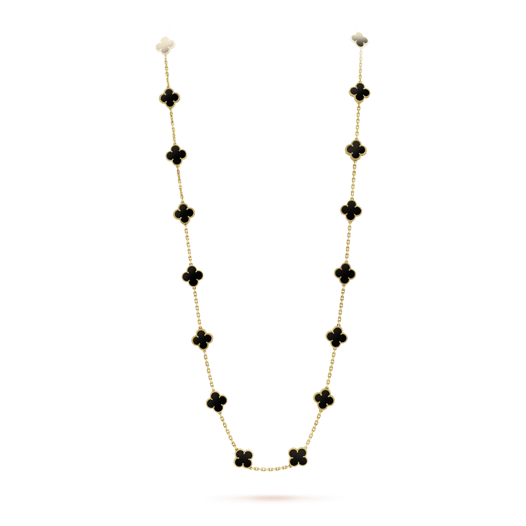 [Demi jewelry]CLOVER 20 MOTIFS ONYX NECKLACE