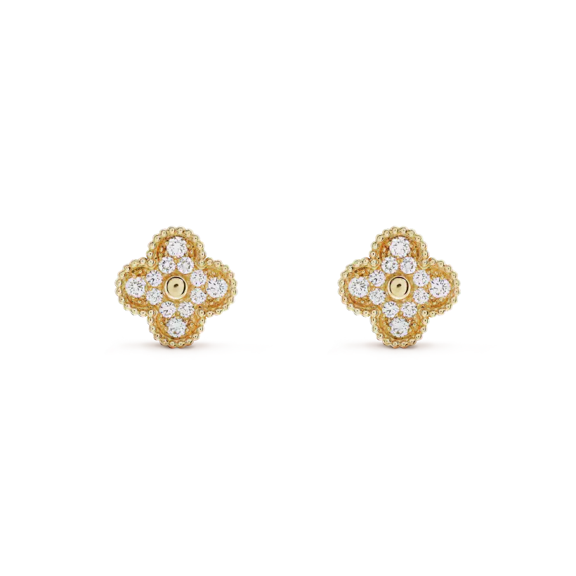 [Demi jewelry]CLOVER MEDIUM 1 MOTIFS FUll DIAMOND EARRINGS