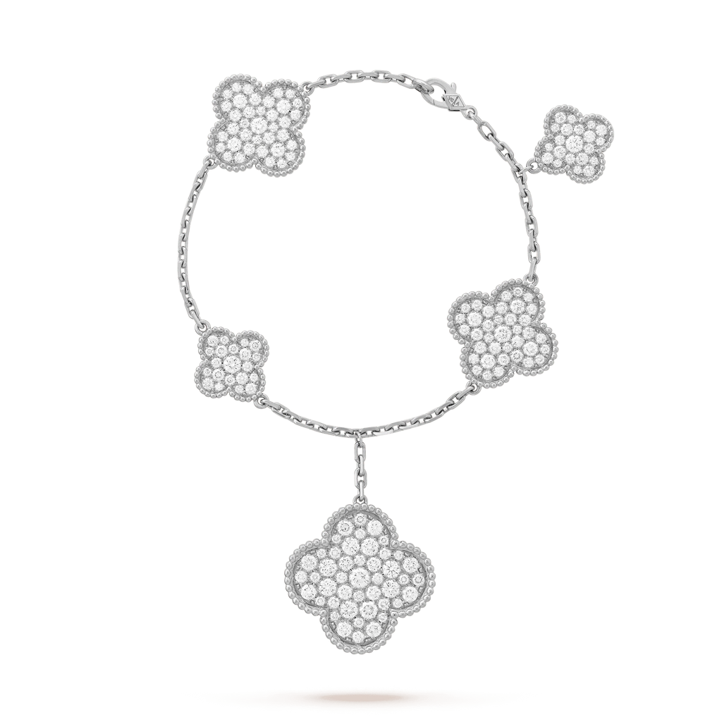 [Demi jewelry]CLOVER 6 MOTIFS SILVER DIAMOND BRACELET