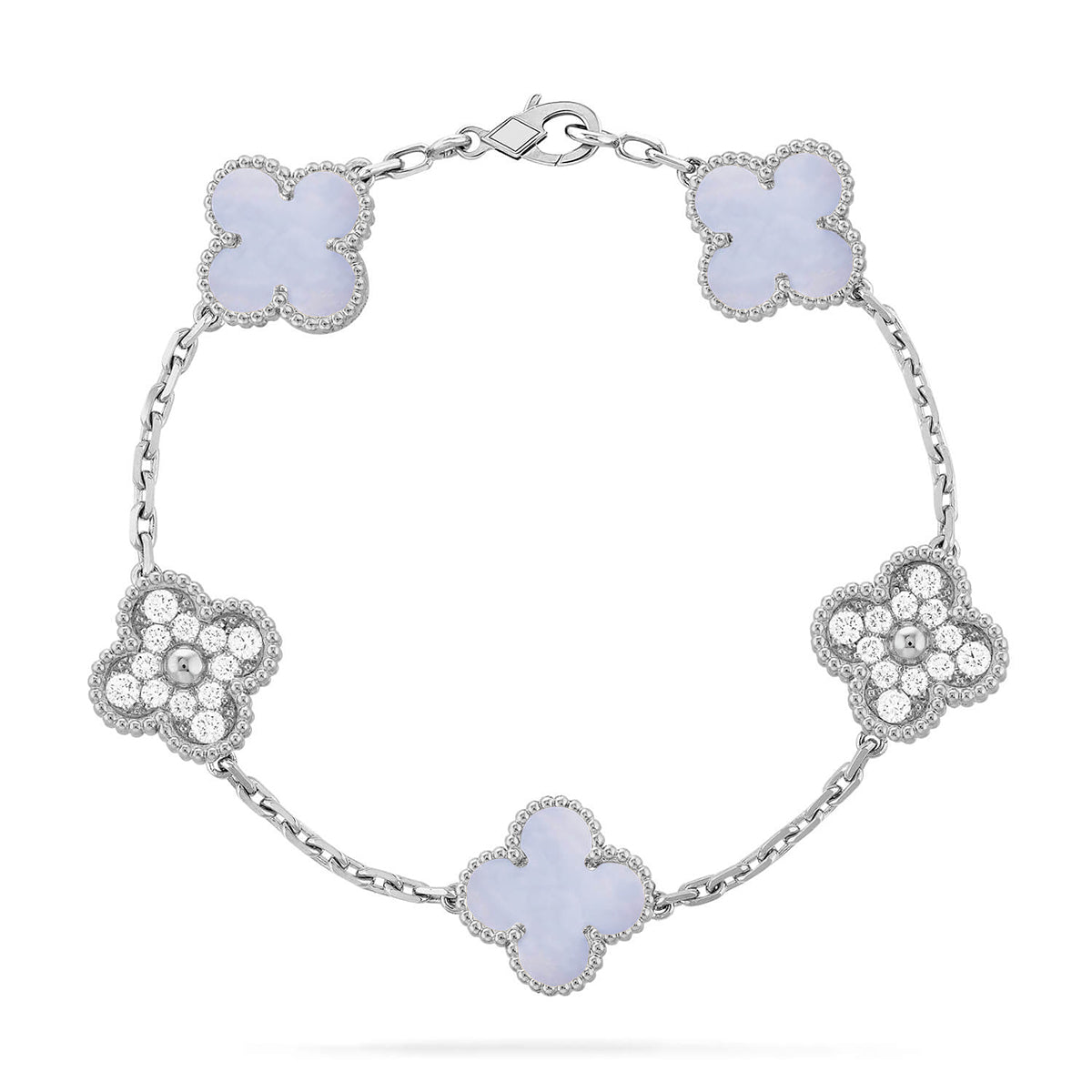 [Demi jewelry] CLOVER 5 MOTIF PURPLE CHALCEDONY BRACELET COLLECTION