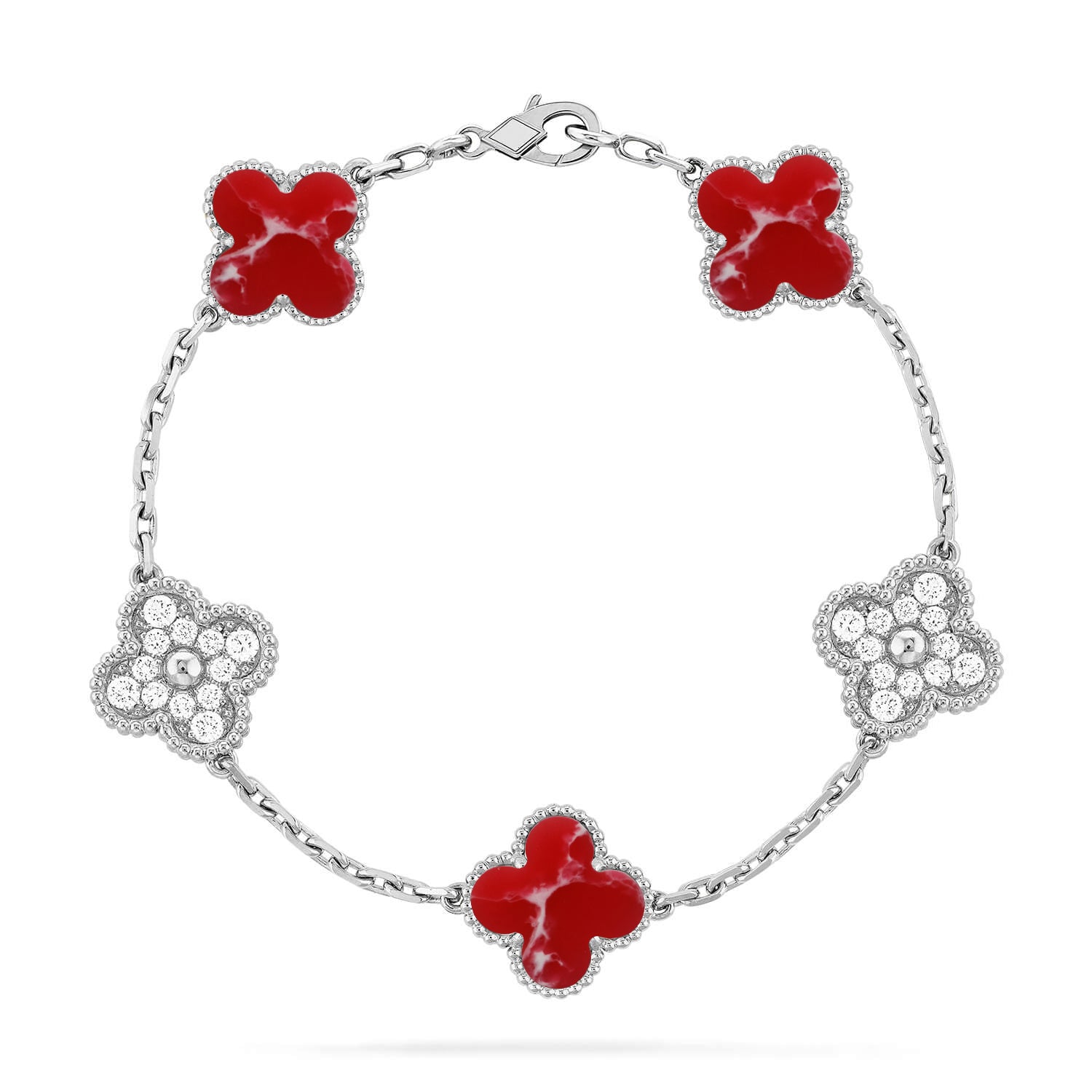 [Demi jewelry]CLOVER 5 MOTIF RED PATTERN BRACELET COLLECTION-new