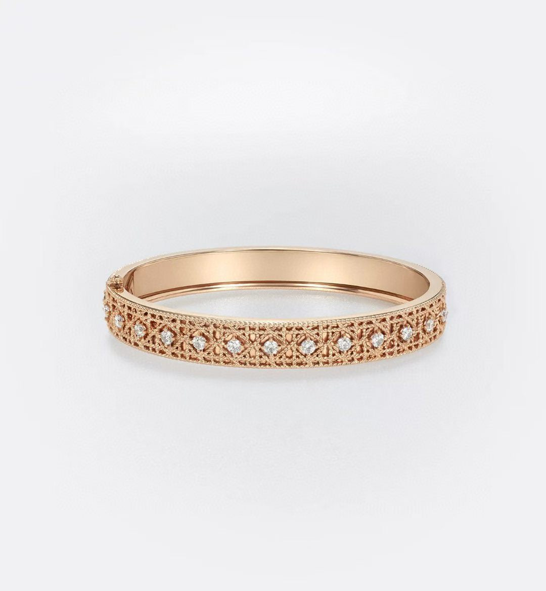 [Demi]2026 WOVEN-PATTERN BRACELET SET WITH FULL DIAMOND INLAY THREE-COLORS