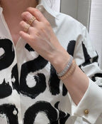 [Demi]2026 WOVEN-PATTERN BRACELET SET WITH FULL DIAMOND INLAY THREE-COLORS