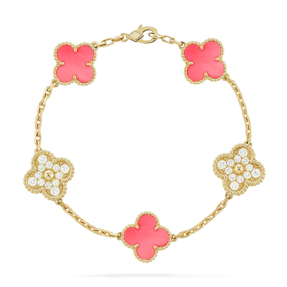 [Demi jewelry] CLOVER 5 MOTIFS  PINK MOP BRACELET COLLECTION