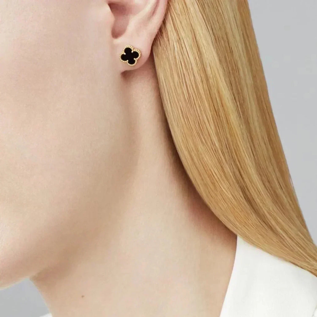 [Demi jewelry]CLOVER MINI 9.5MM BLACK MOP EARRINGS