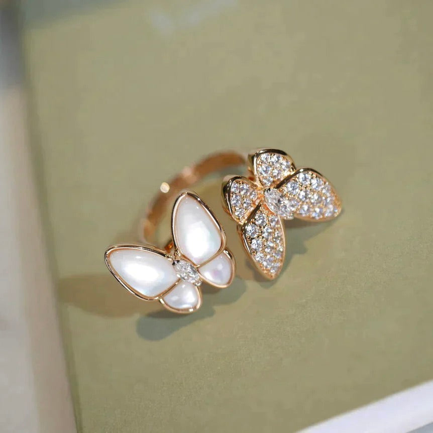 [Demi jewelry]TWIN BUTTERFLY DIAMOND MOP RING