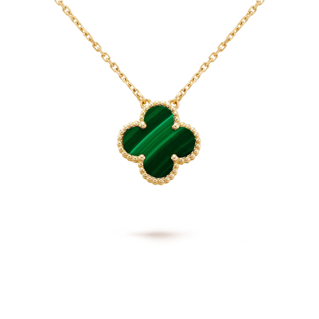 [Demi jewelry]CLOVER 15MM MALACHITE SINGLE FLOWER  NECKLACE