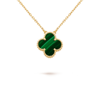 [Demi jewelry]CLOVER 15MM MALACHITE SINGLE FLOWER  NECKLACE