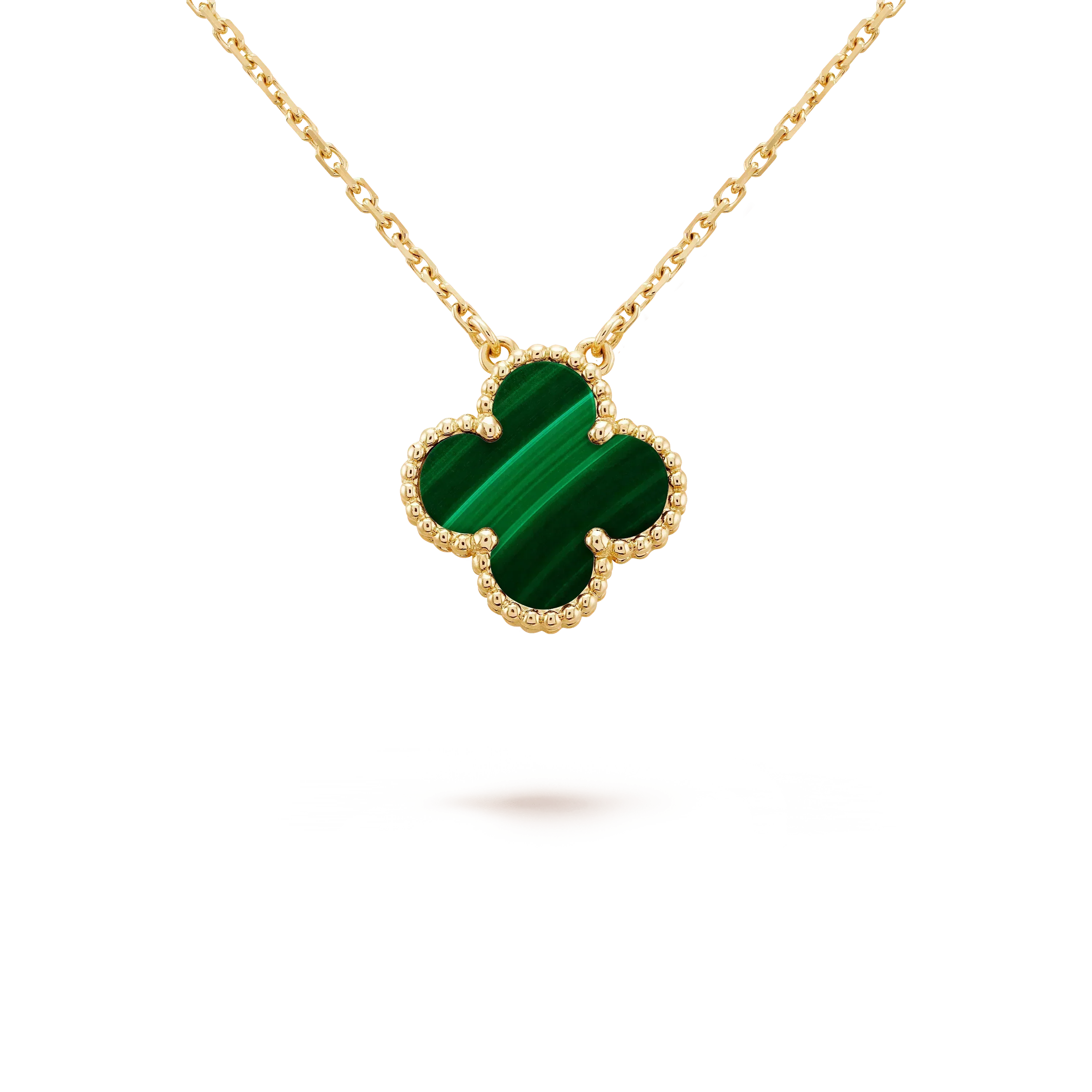 [Demi jewelry]CLOVER 15MM MALACHITE SINGLE FLOWER  NECKLACE