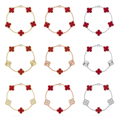 [Mystic] CLOVER 5 MOTIF RED CORNELIAN BRACELET COLLECTION