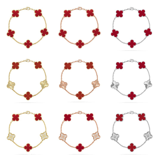 [Mystic] CLOVER 5 MOTIF RED CORNELIAN BRACELET COLLECTION