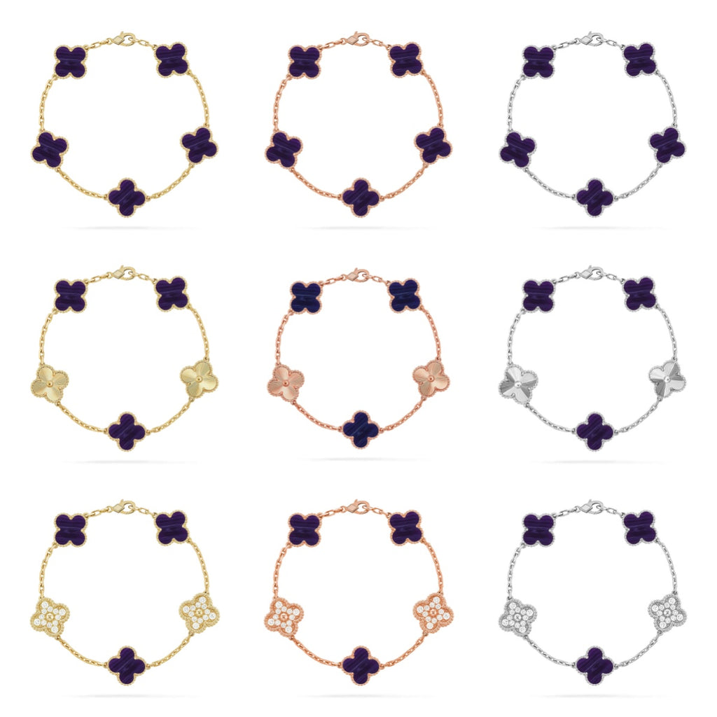 [Demi jewelry]CLOVER 5 MOTIF PURPLE STRIPES BRACELET COLLECTION-new