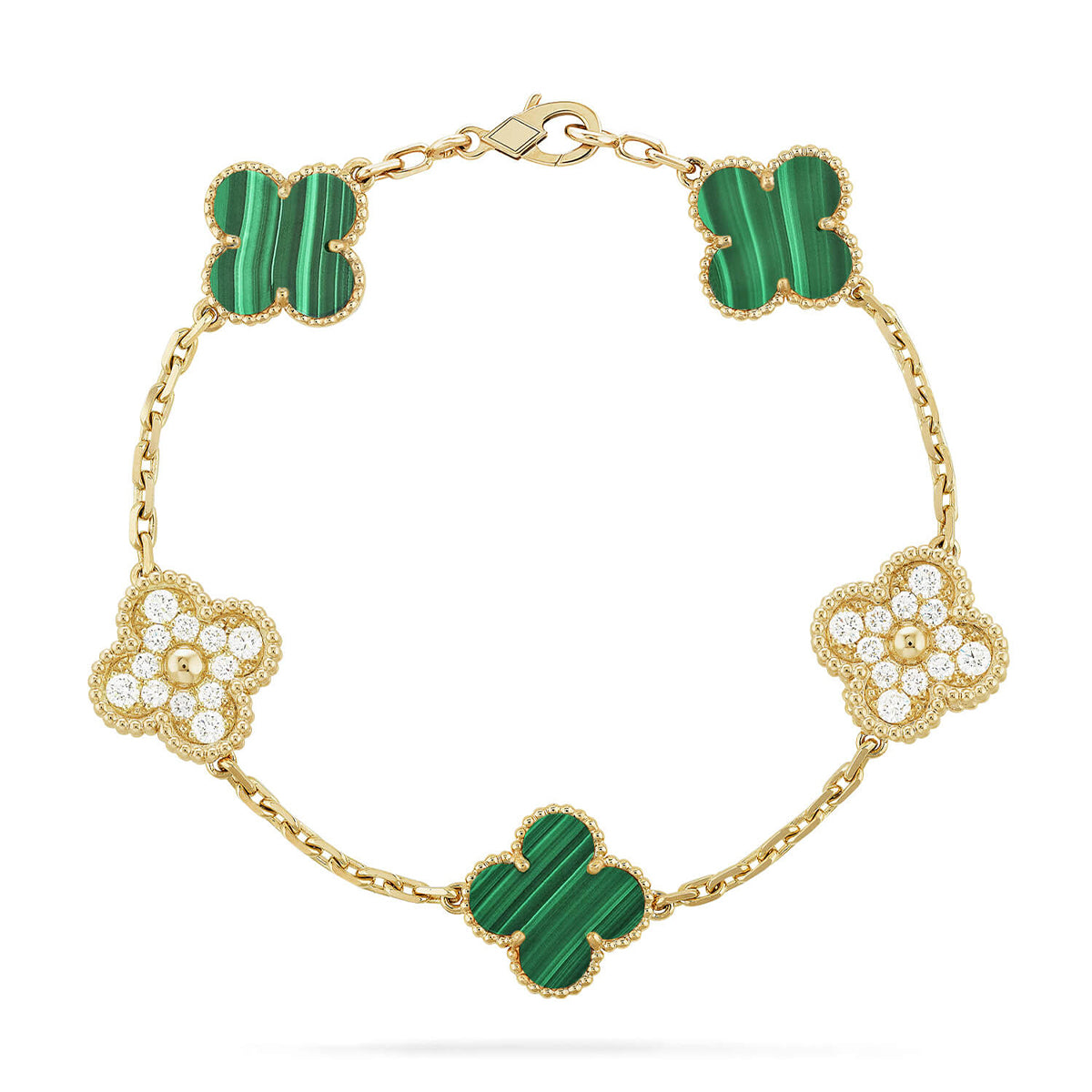 [Demi jewelry] CLOVER 5 MOTIF MALACHITE BRACELET COLLECTION