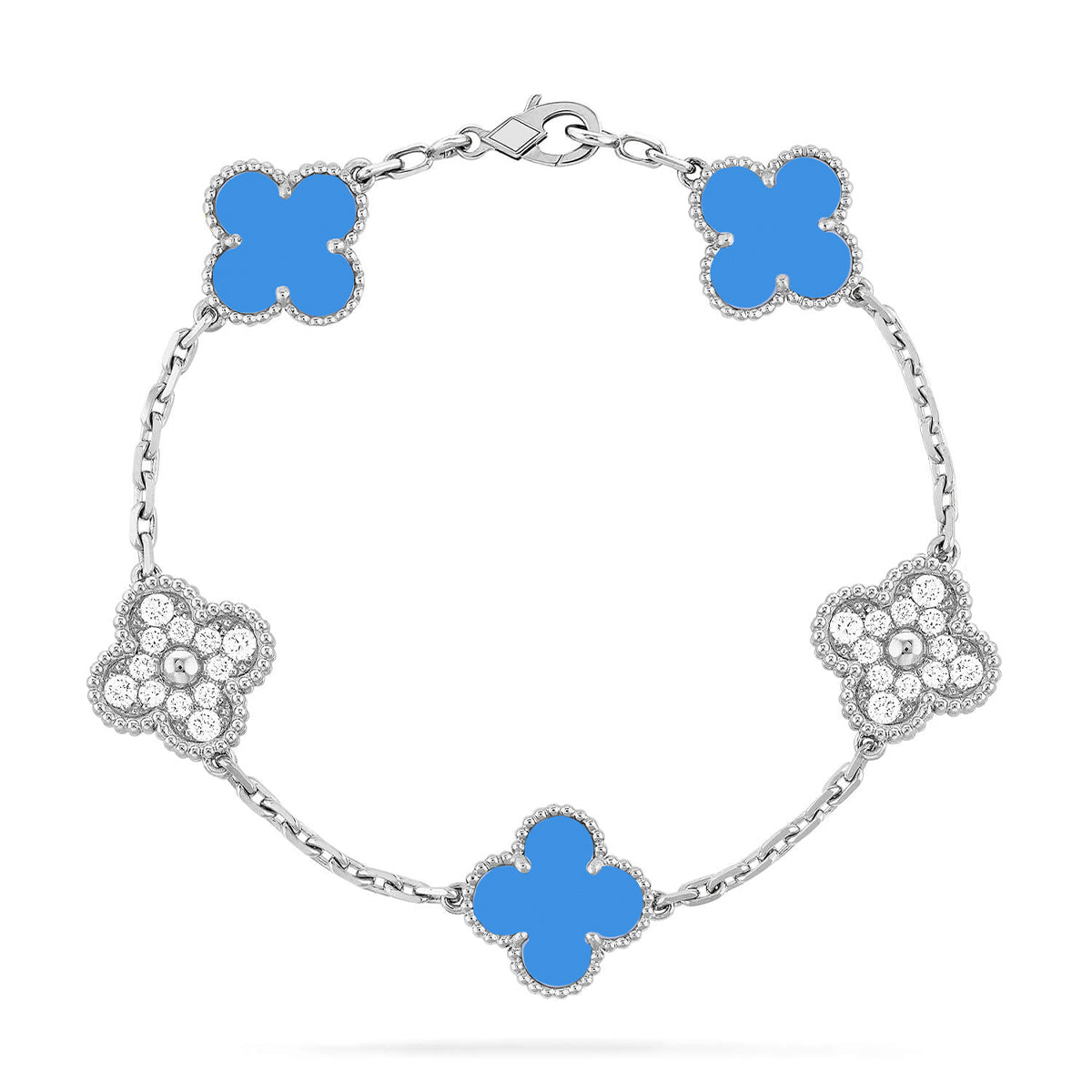 [Demi jewelry] CLOVER 5 MOTIF BLUE AGATE BRACELET COLLECTION