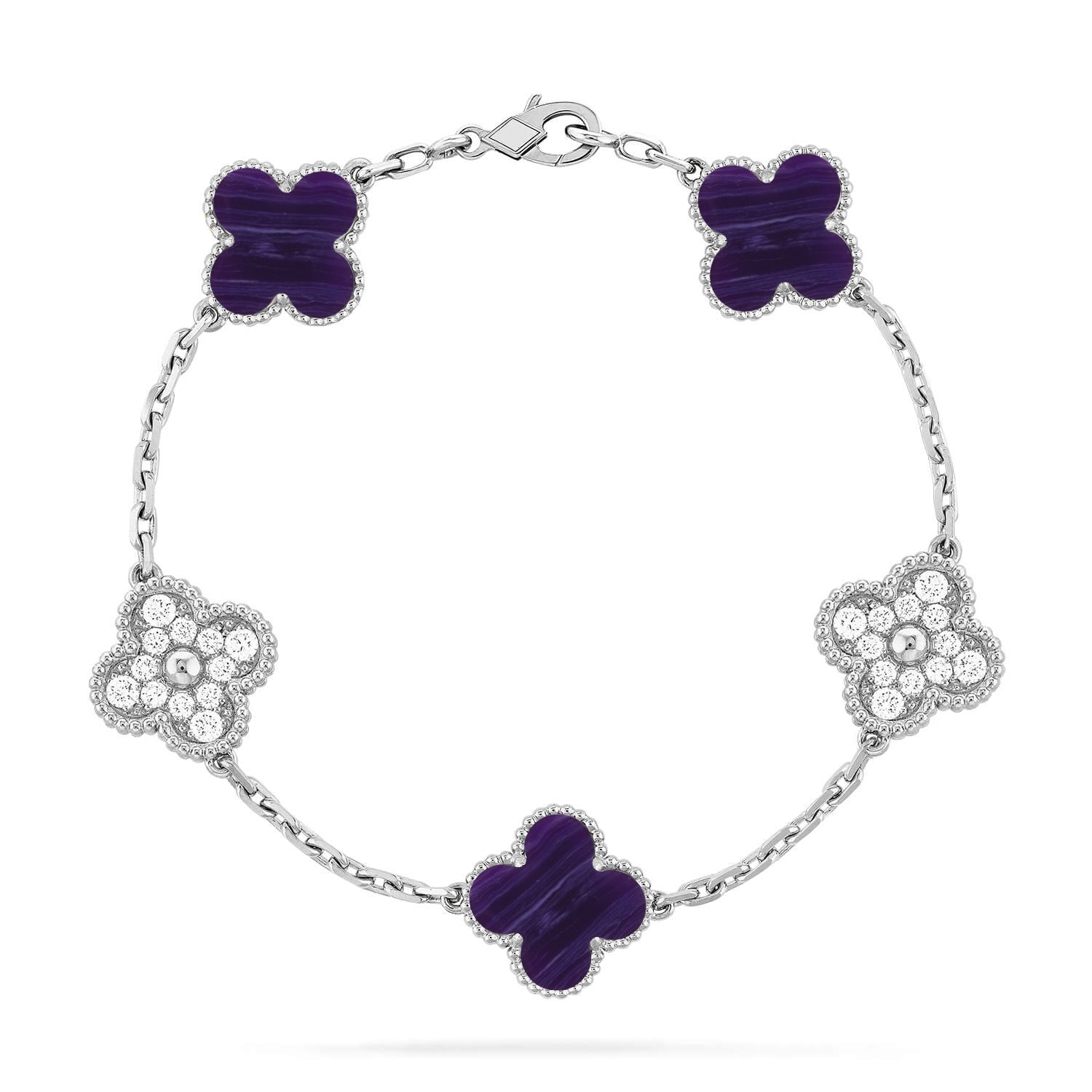 [Demi jewelry]CLOVER 5 MOTIF PURPLE STRIPES BRACELET COLLECTION