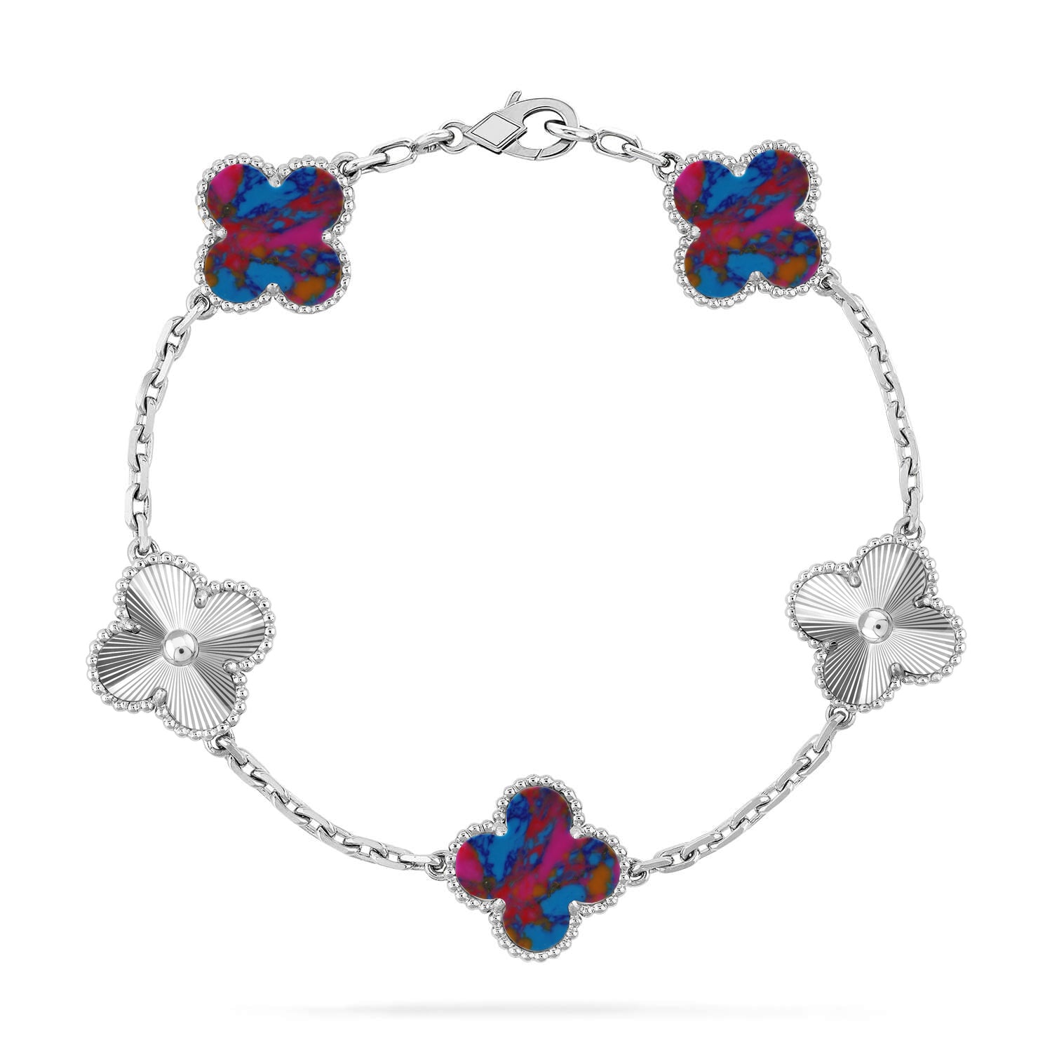 [Demi jewelry]CLOVER 5 MOTIF COLOR GEMSTONES BRACELET COLLECTION