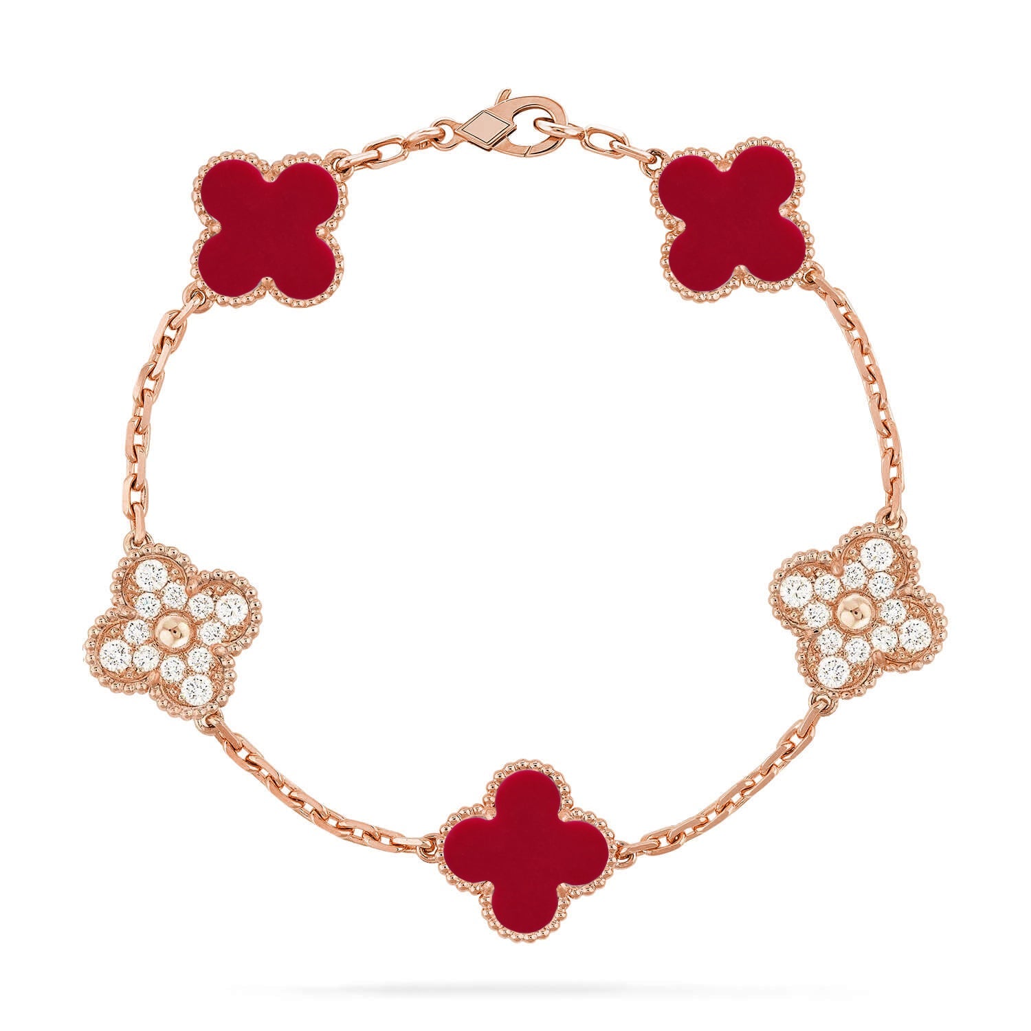 [Demi jewelry] CLOVER 5 MOTIF RED CORNELIAN BRACELET COLLECTION
