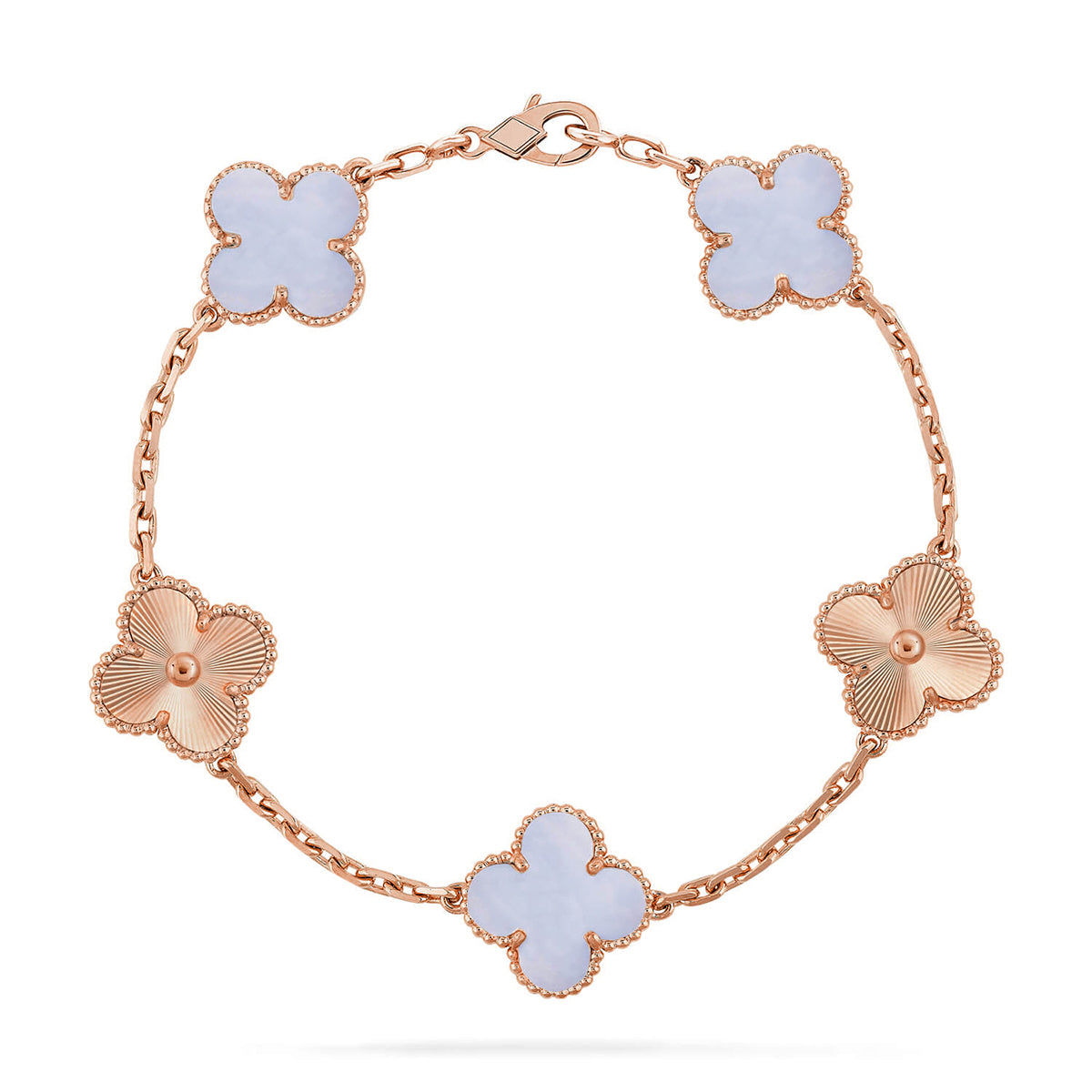 [Mystic] CLOVER 5 MOTIF PURPLE CHALCEDONY BRACELET COLLECTION