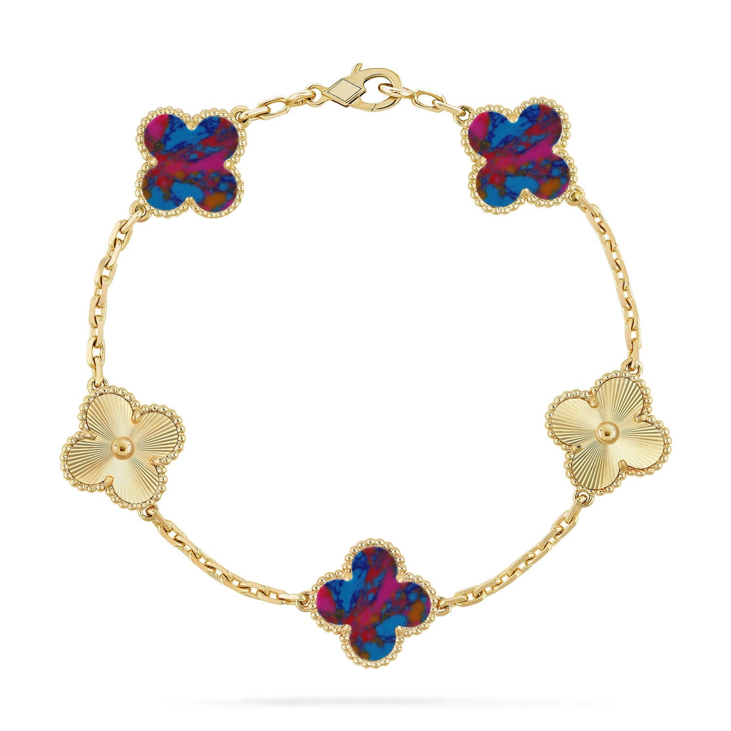 [Demi jewelry]CLOVER 5 MOTIF COLOR GEMSTONES BRACELET COLLECTION