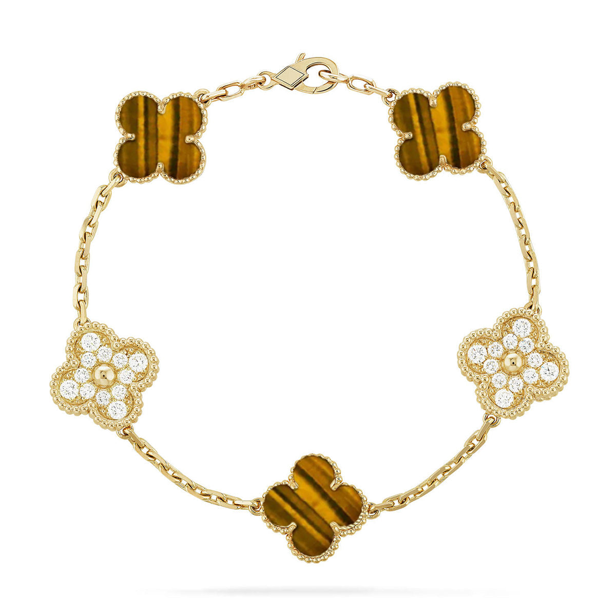 [Demi jewelry] CLOVER 5 MOTIFS TIGER EYE BRACELET COLLECTION