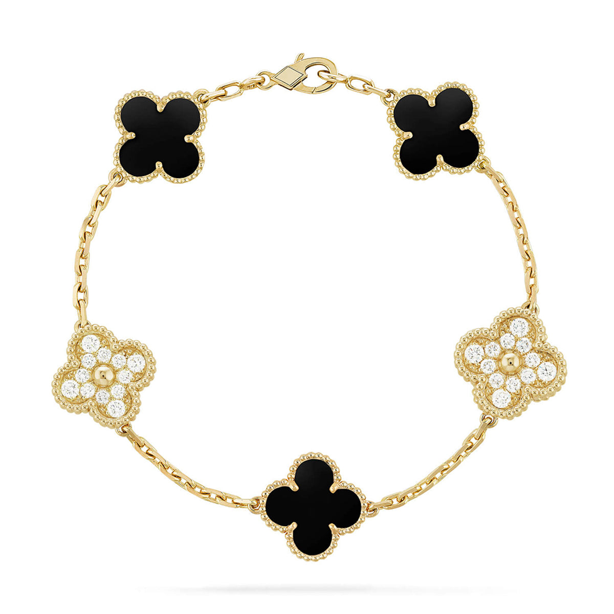 [Demi jewelry] CLOVER 5 MOTIF ONYXS BRACELET COLLECTION-new