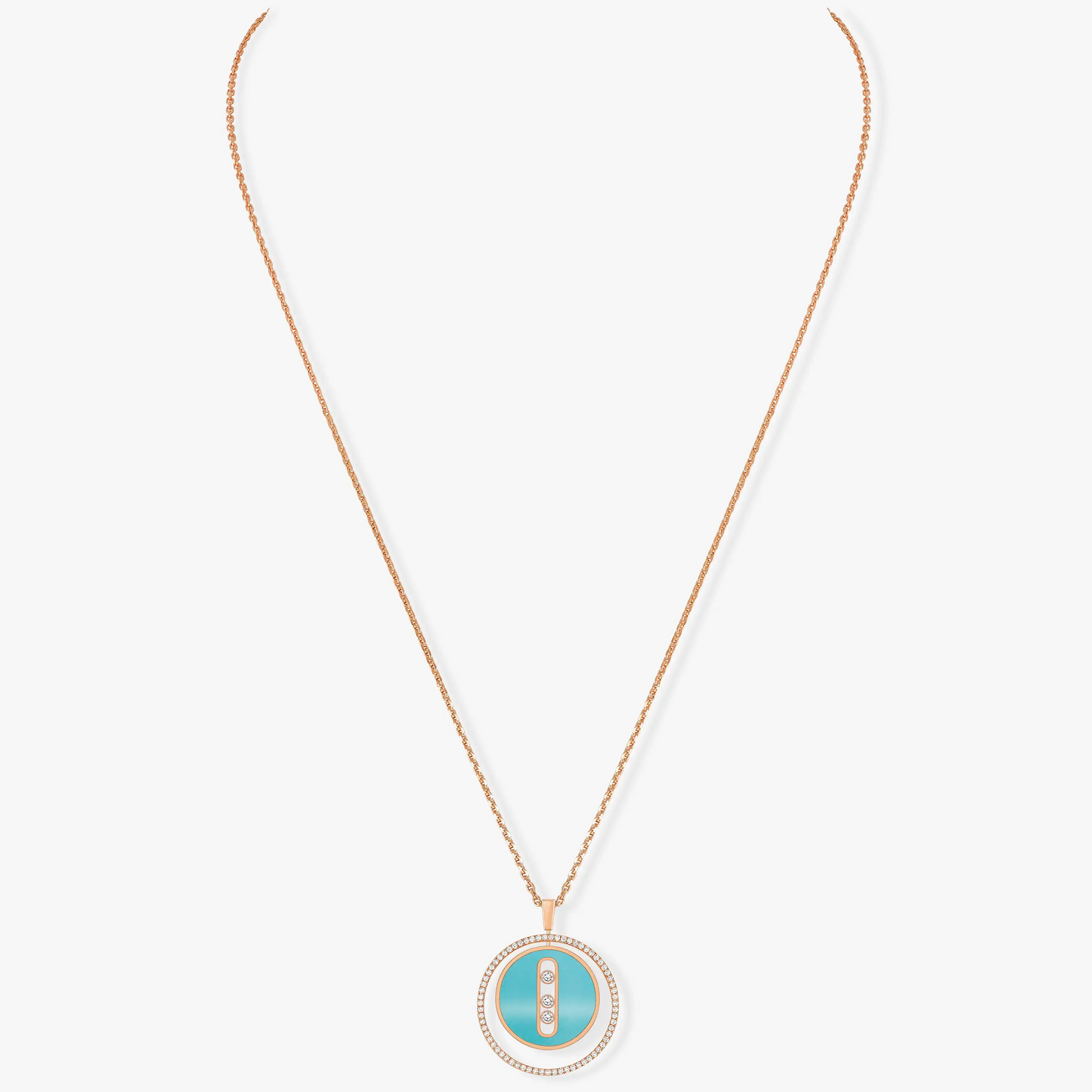 [Mystic ]Mystic MOVE 3 DIAMONDS TURQUOISE PINK GOLD DIAMOND NECKLACE