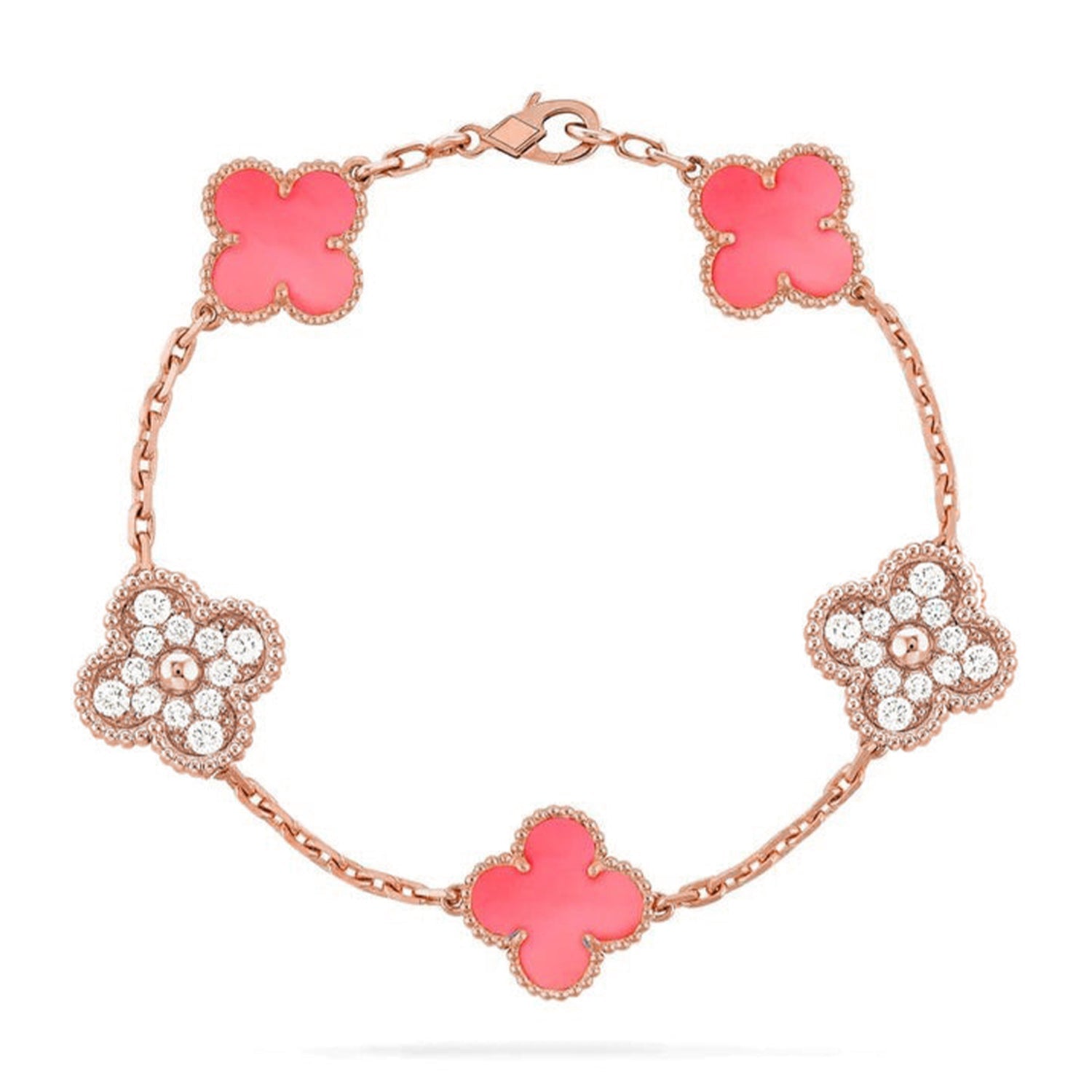 [Demi jewelry] CLOVER 5 MOTIFS  PINK MOP BRACELET COLLECTION