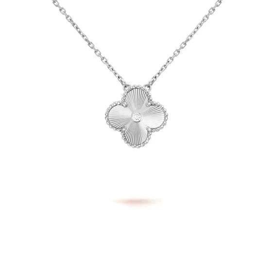 [Demi jewelry]CLOVER  15MM DIAMOND LASER NECKLACE SILVER