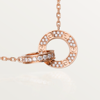 [Demi jewelry]LOVE 7.6MM NECKLACE ROSE GOLD AND SILVER  FULL DIAMOND