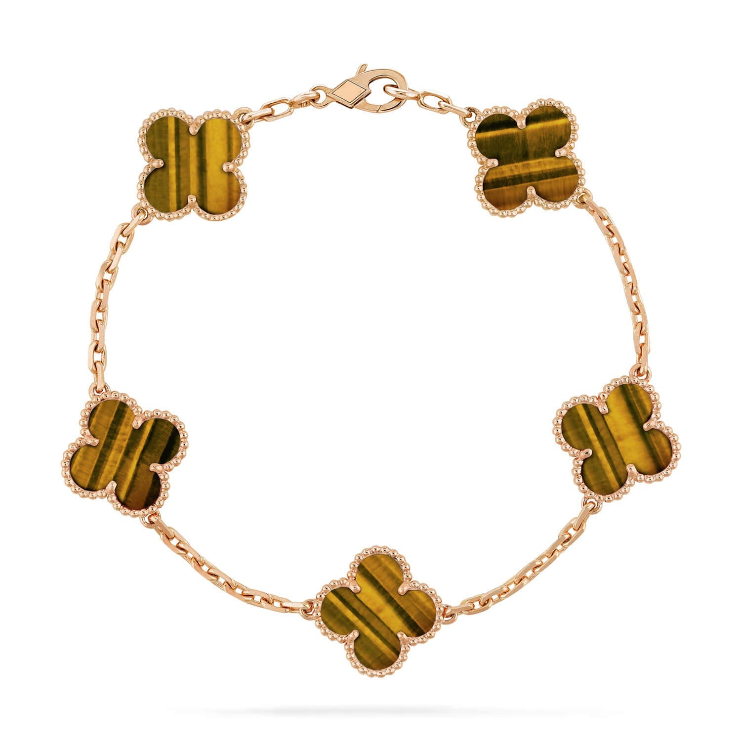 [Demi jewelry] CLOVER 5 MOTIFS TIGER EYE BRACELET COLLECTION