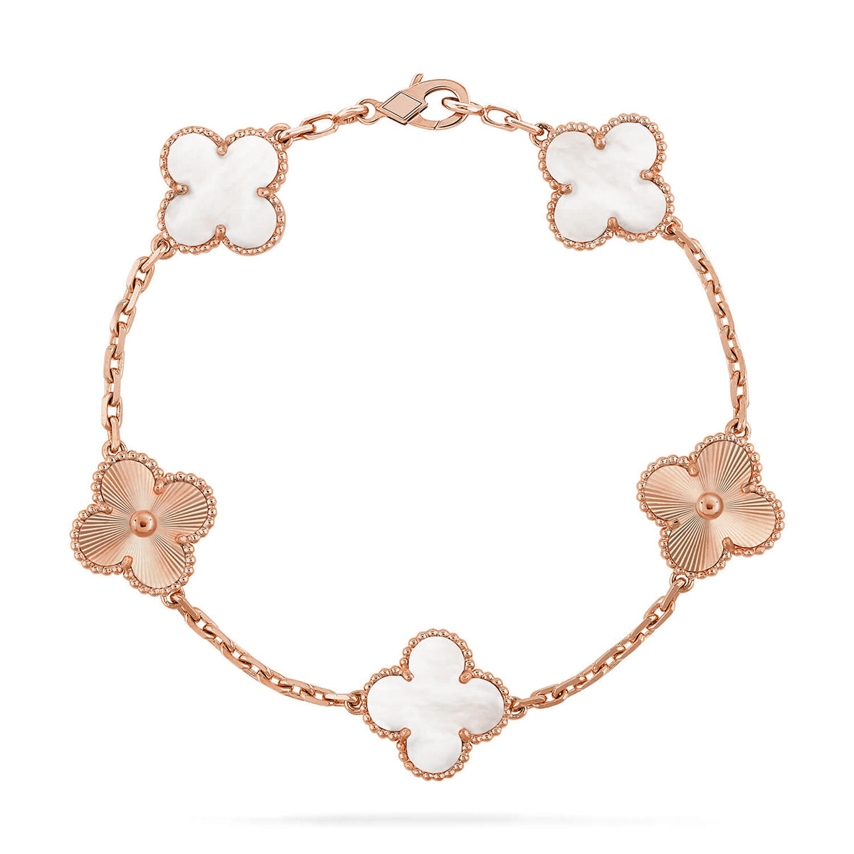 [Mystic]CLOVER WHITE PEARL MOP 5 MOTIF BRACELET COLLECTION